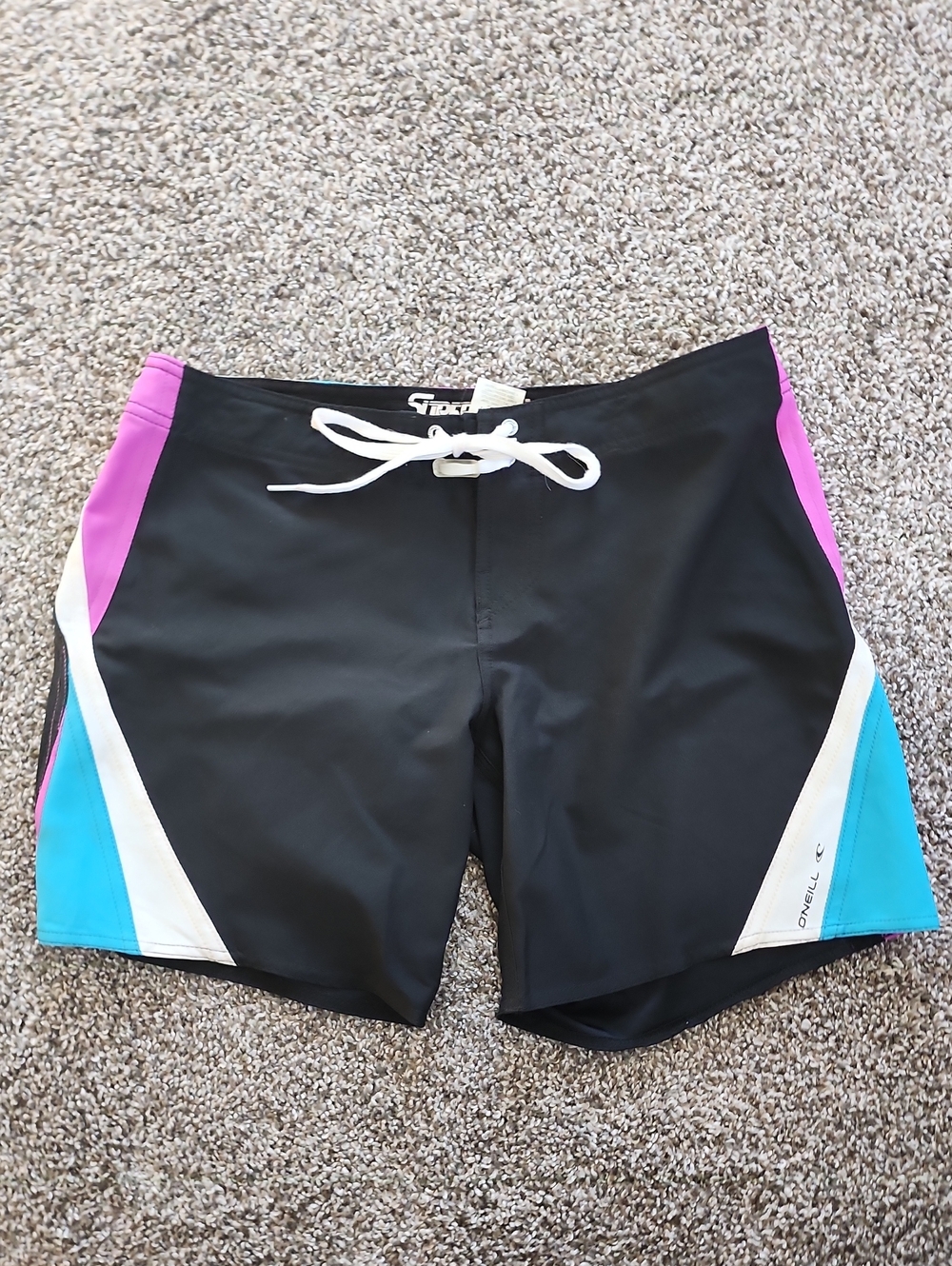 O'Neill Black Colorblock Women’s Swim Shorts - Pink & Blue Panels